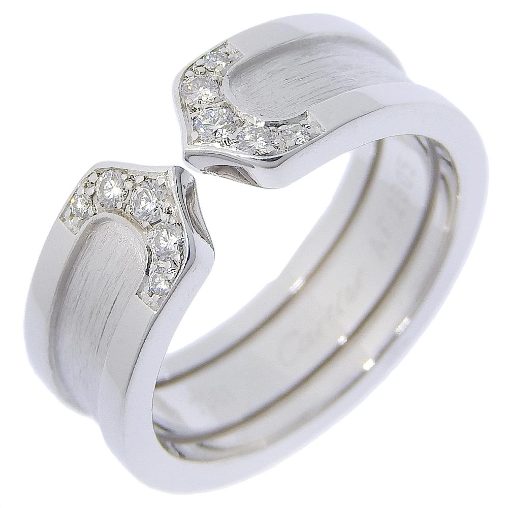 

CARTIER C2 Ring K18 white gold/diamond #4.9(US Size) 7.3g Women Used