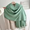 New Solid Color Fringed Scarf Men's and Women's Autumn and Winter Thickened Versatile High-end Shawl Imitation Cashmere Fashion Scarf