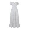 Elegant Medieval Renaissance Dress Boho Short Sleeves Off Shoulder Smocked Waist Retro Pleated Long Dress Costume Gown