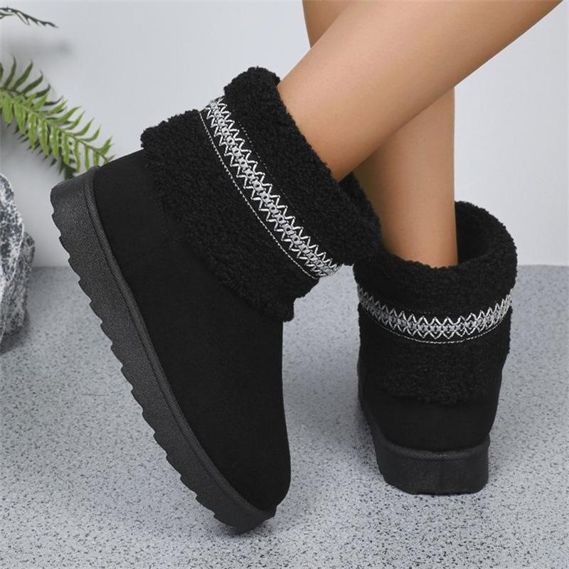 Thick-soled snow boots 22 autumn and winter new heightening and fleece fur integrated high-top large-size cotton shoes