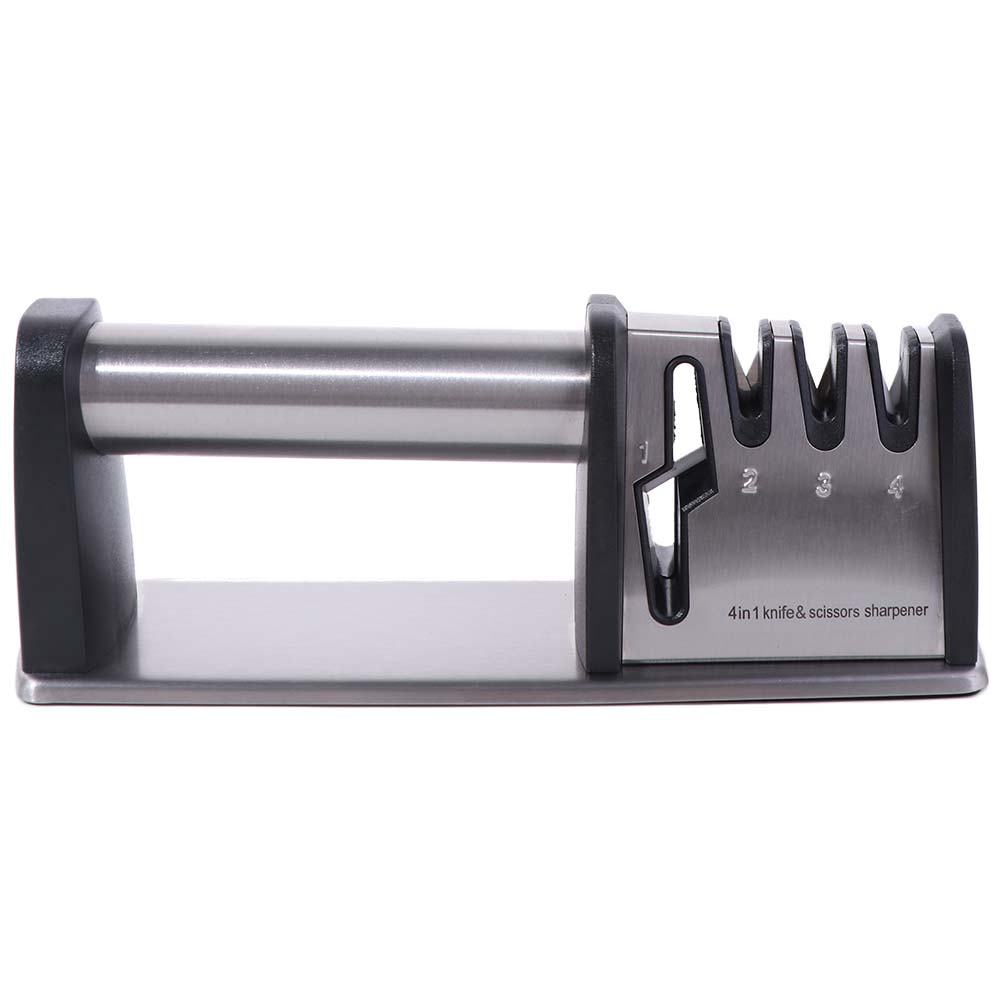 Kitchen Gadgets Manual 4 in 1 Sharpener Handheld Professional Kitchen Sharpening Stone Non-slip Base Whetstone Canteen