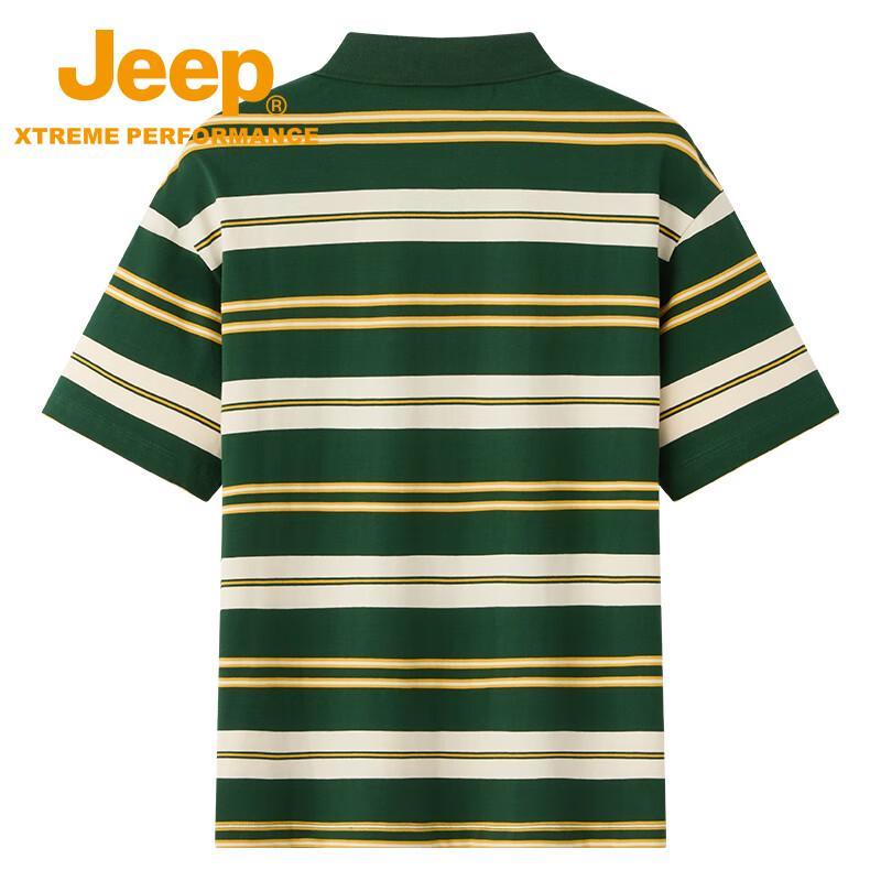 Jeep Unisex Striped Loose-Fit Pure Cotton Short-Sleeve Polo Shirt