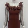 European & American Floral One-Shoulder Bodycon Evening Dress