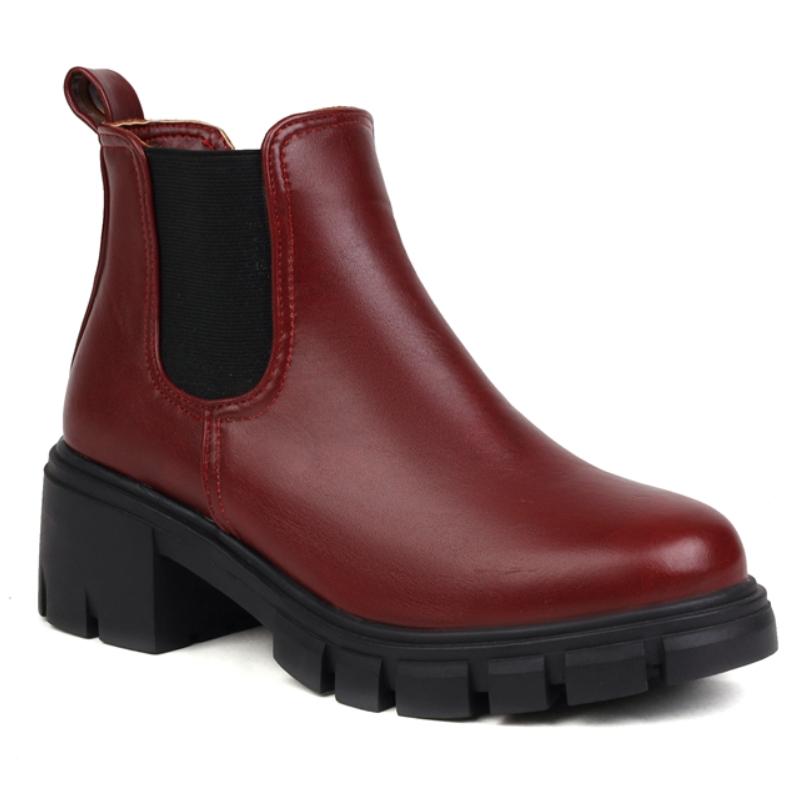 

Черные женские ботильоны Осень Зима 2025 Короткие ботинки Обувь Красный Блок Низкий каблук Вечеринка Обувь Обувь Большой размер Дизайнер бренда 39 вино красного