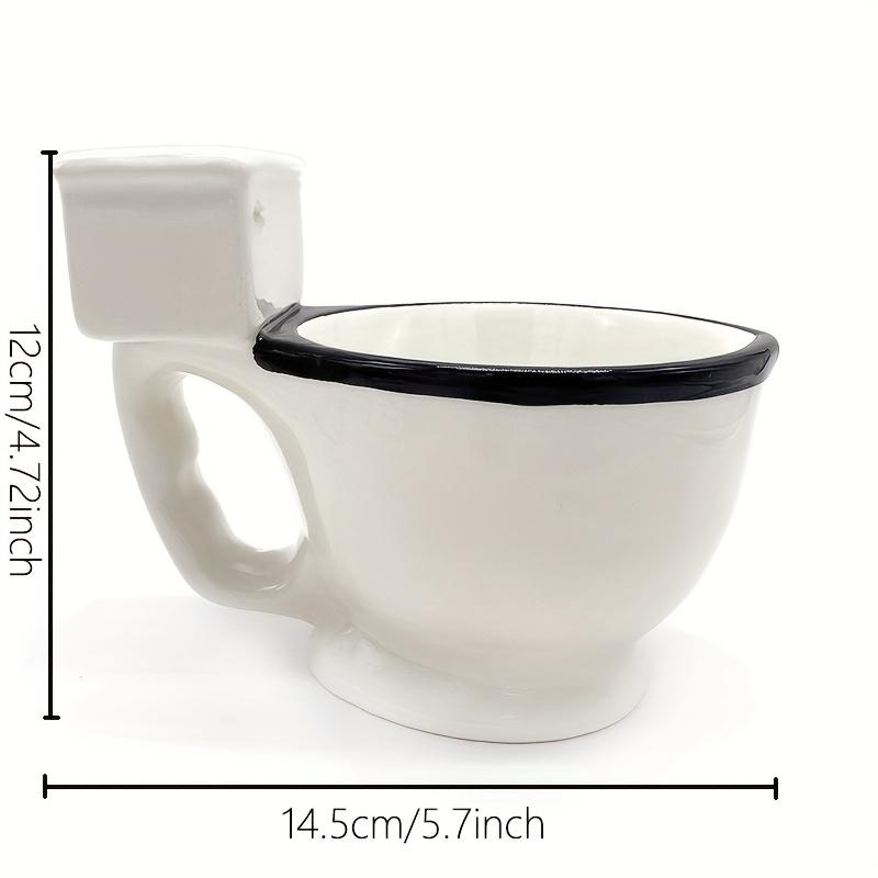 Lustige Tassen in Toilettenform, Weiße Keramik-Kaffeetasse mit schwarzem Rand, Perfekt für Geburtstage, Streiche, Wiederverwendbar und gefrierfachgeeignet, Einzigartige Geschenkidee,