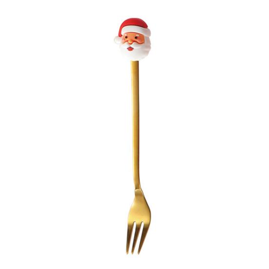 Weihnachtsgabel/Löffel, Langlebiger Edelstahl, mit Niedlicher 3D-Weihnachtspuppen-Dekor Besteck, für Festliches Zuhause Restaurant