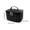 Large Capacity Plaid Cosmetic Bag Korean Tweed Makeup Organizer Toiletry Bag Women Travel Portable Storage Case