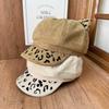 Spring and Autumn atmosphere cat ear octagonal hat female leopard print suede duck tongue beret age reduction cute newsboy hat wholesale