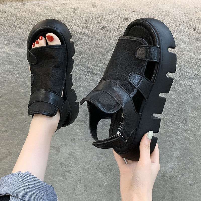 Platform Muffin Sandals Women's New Summer Shoes Fashion Mesh Openwork Roman Shoes