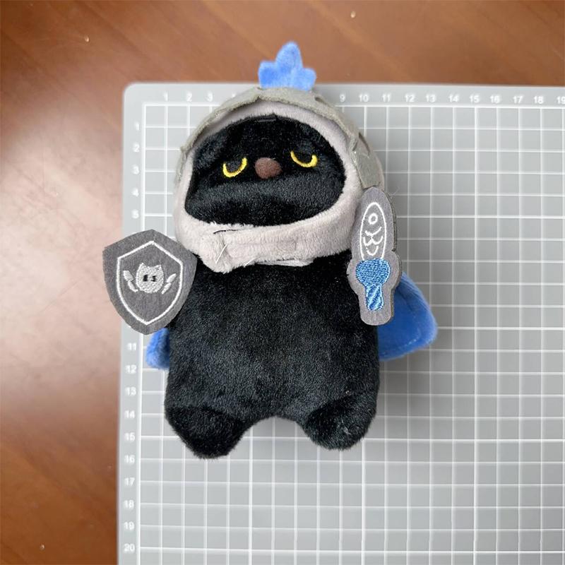 Sword And Shield Knight Cat Keychain Ring Cute Plush Toy Doll Key Ring On Bag Car Key Pendant Couple Gift