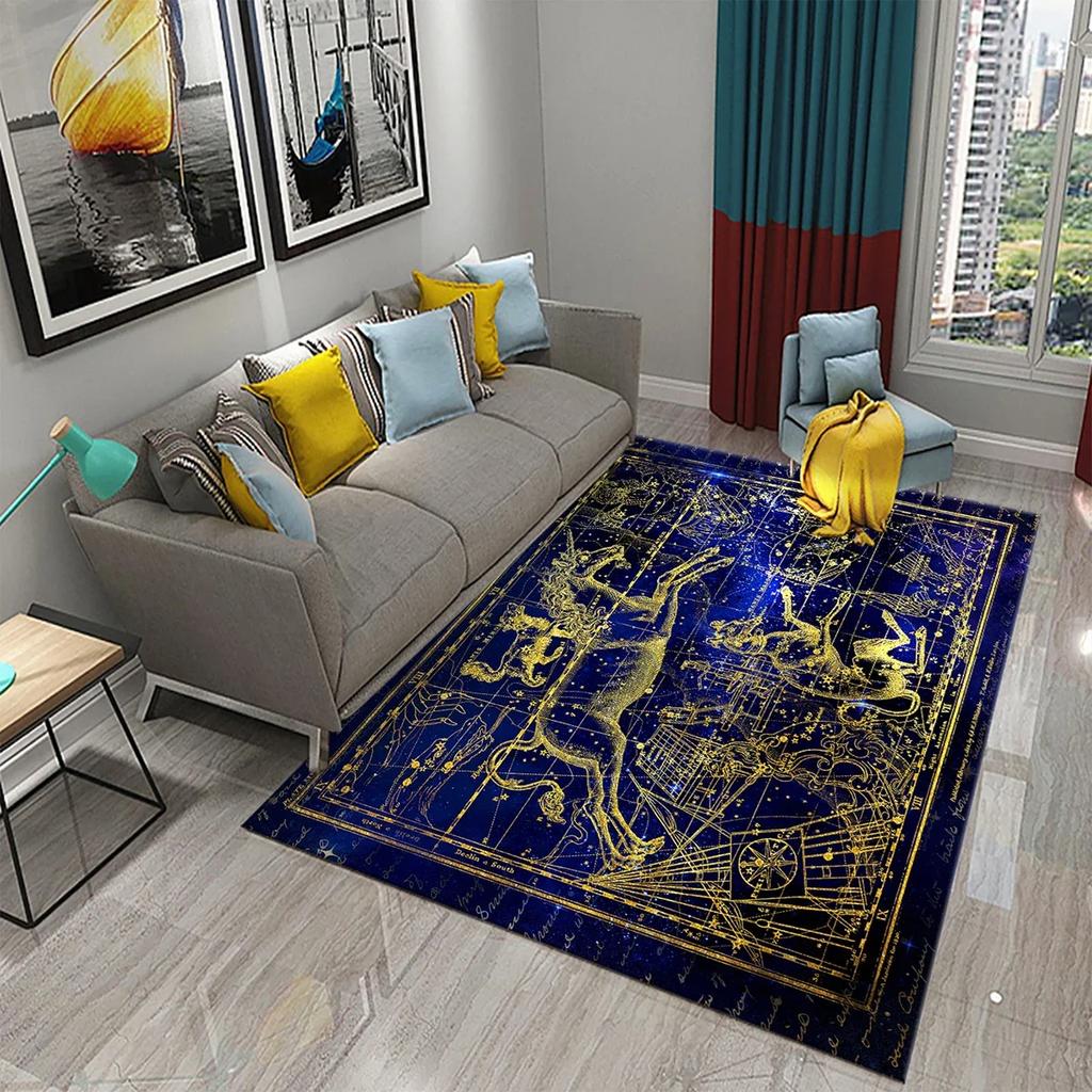 Twelve Constellations Carpet Astrology Rug Mystic Divination Rectangle Area Rugs for Adult Yoga Mats Living Room Decor Door Mat