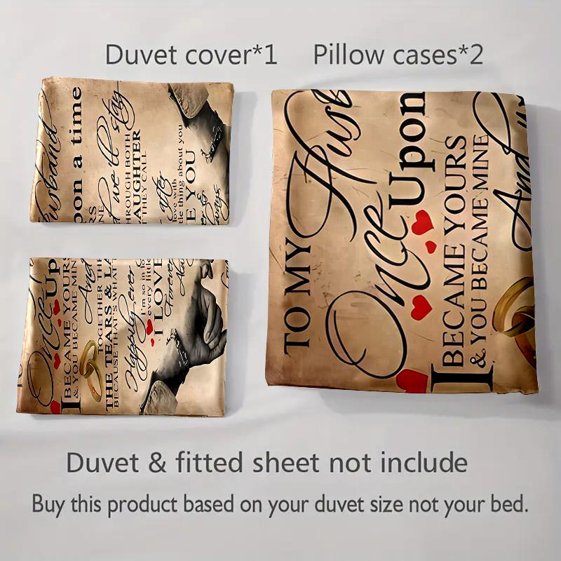 Handwritten text design. Bedding, Duvet cover sets, Duvet covers, Pillowcases, Birthday gifts (1 * Duvet Cover 2 * Pillowcases, without duvet insert)