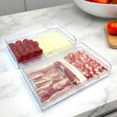 Kunststoff Speck Aufbewahrungsbehälter Frisch halten Große Kapazität Aufschnittbehälter Klare Deckel mit Zange Lebensmittel Aufbewahrungsbox Küche