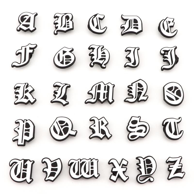 Maxun Old Alphabet Shoe Charms Letter Decoration for Clog Sandals Cute Grapheme Bracelet Party Accessories Favor 1 PCS