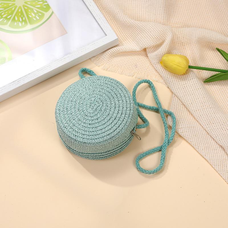Children's bags Girls messenger bags New summer woven straw bags Seaside vacation girls round shoulder bag