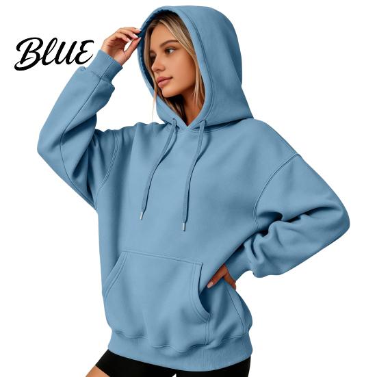Soft Polyester Pullover Women Oversized Hoodie Cotton Blend Long Sleeve Sweatshirt Adjustable Drawstring Hoodie for Daily Wear And Front Pocket