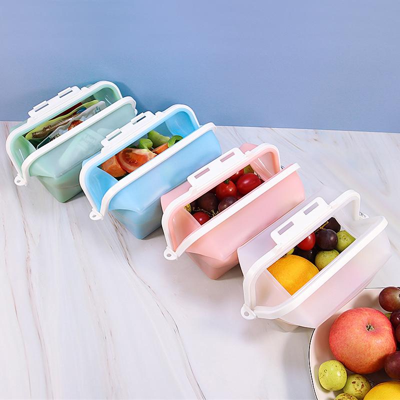 Food Grade Silicone Storage Bag Refrigerator Reusable Preservation Outdoor Travel Fruit Microwave Heating Available Sealed Bags
