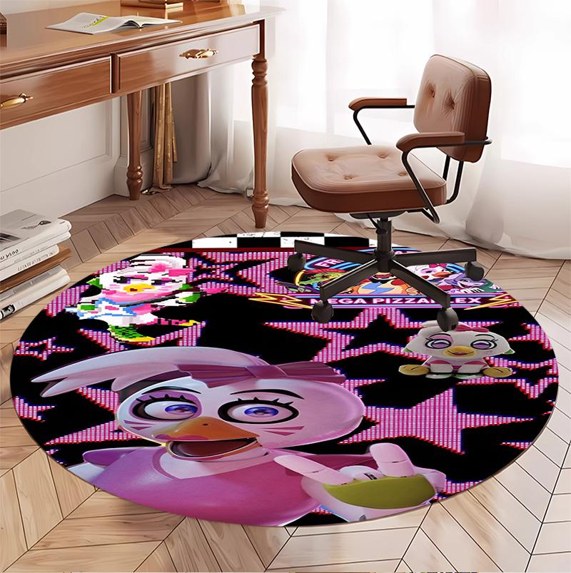 Five Nights at Freddy's Pattern Round Rug, Indoor/Outdoor Mat, for Picnic, Gameroom, Bedroom, Office, Living Room, Home Decor Carpet, Birthday Gift