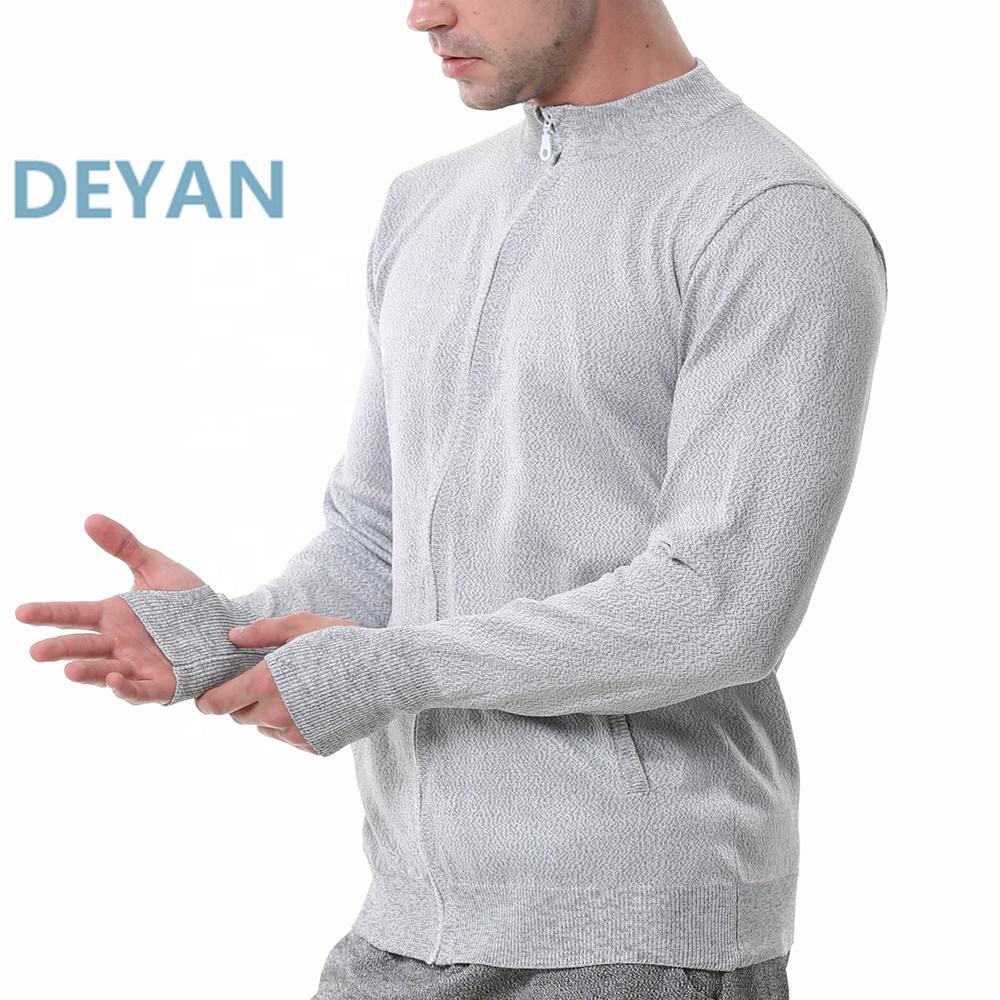 Light Gray Long Sleeve Zipper Cut Resistant Safety Clothing, Daily Wear Outdoor Work Jacket