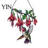 Durable Waterproof Wall Art Hummingbird Window Hanging Pendant, Acrylic Stained Glass Style Suncatcher for Home Transparent Craft Garden Balcony