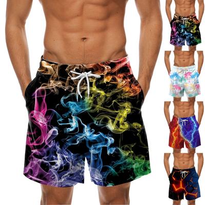 (Qunide) Erkek Moda Baskılı Askılı Hawaiian Beach Fit Spor Günlük Şort Pantolon
