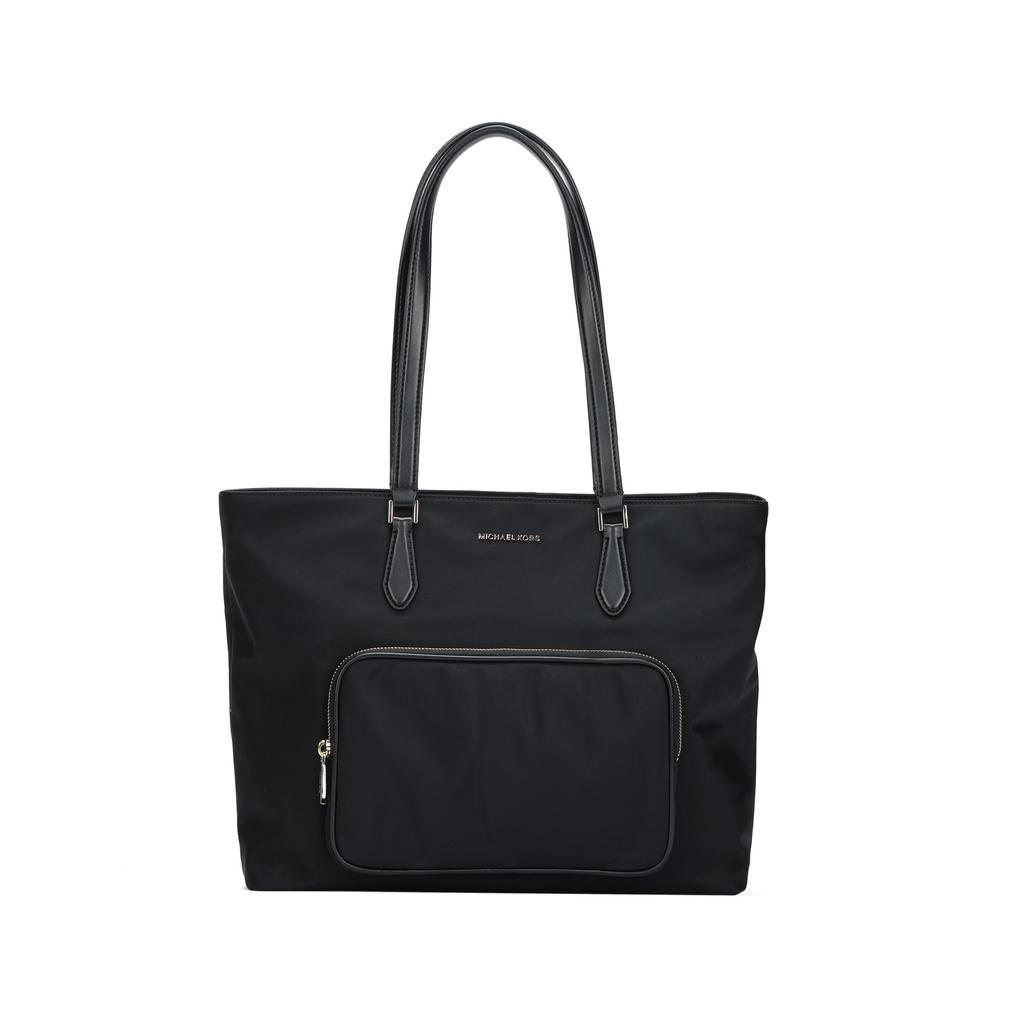 Michael Kors MK Cara Logo Gold Hardware Nylon Tote Shopping Bag Women Tote Black 30R4GRKT7C-BLACK