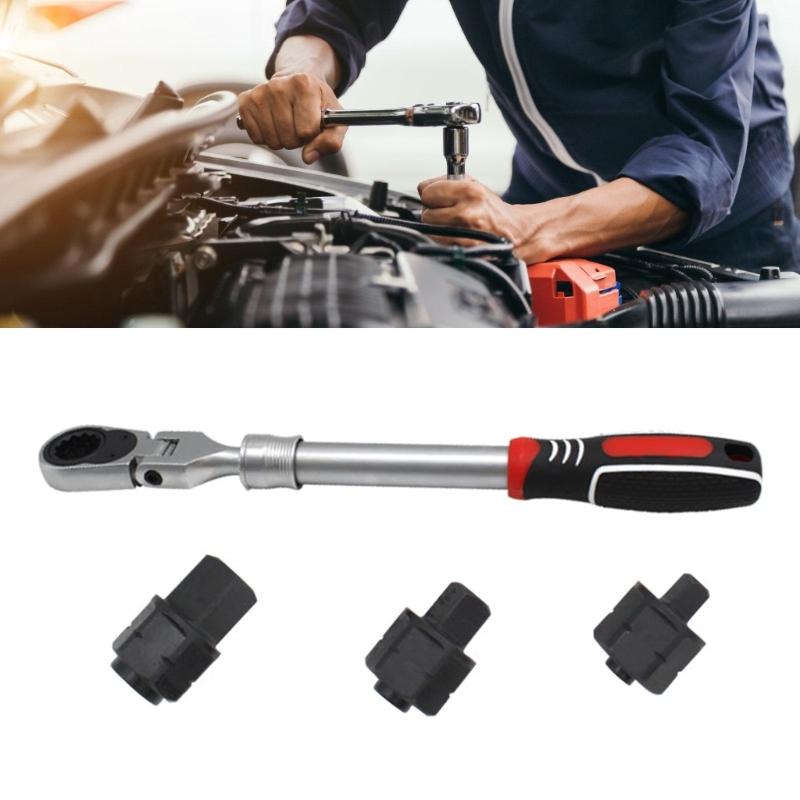 Adjustable Ratcheting Wrench Tool 32.5~45.0cm Extendable Design Nonslip Grip 100Nm Torques Professional Grades