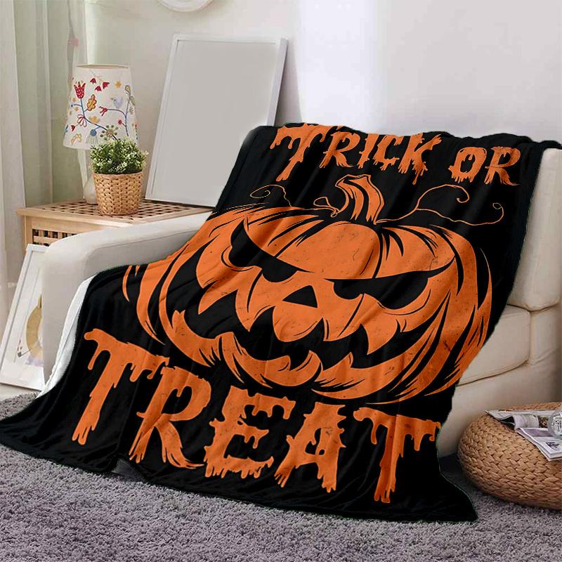 1pc Halloween Trick or Treat Blanket  Soft and Warm Home Decorative for All Seasons, Living Room, Travel, Camping, Car Blankets