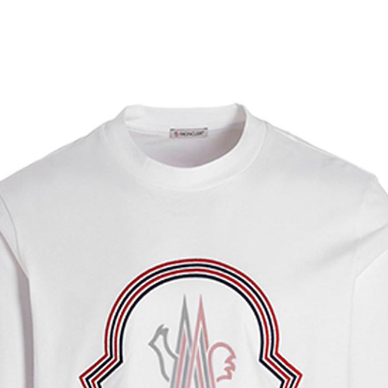 Moncler Geometric Pattern Pullover Crew Neck Long Sleeve T-Shirt Men Tops White 8D000058390T001