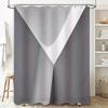 Modern Bath Shower Curtain with Metal Eyelets Grey White Color Block Design for Bathroom Decoration