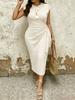 Large Size Women's Clothing European and American Fashion Crew Neck Waist Summer Tight Dress