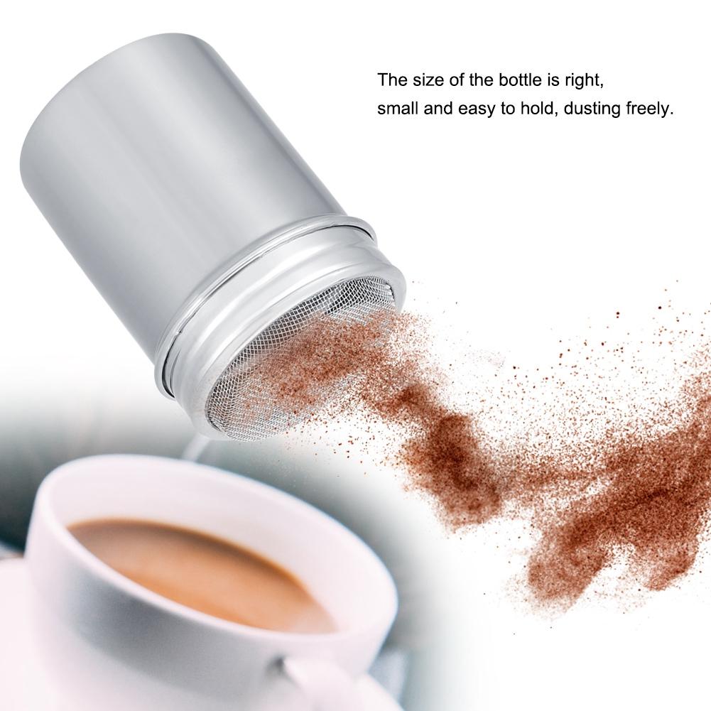Stainless Steel Powder Shaker Pot Cocoa Sugar Coffee Pepper Spice (Concave L)