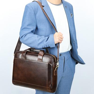Pánska kožená kabelka Head Layer Cowhide Aktovka Kožená taška na notebook Business Bag
