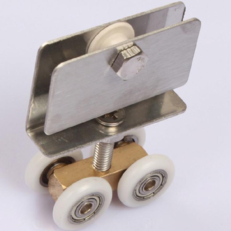 2Pcs Universal Shower Glass Door Rollers Corrosion Resistant Four Wheel Hanging Pulley Roller for Bathroom Doors