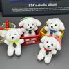 Ultima bambola di peluche di cane Teddy di alta qualità Ciondolo Bambola Cane con Cravatta Carino Portachiavi Fascino Bambola per Macchina Artigliata Giocattoli Regalo di Compleanno per Bambini