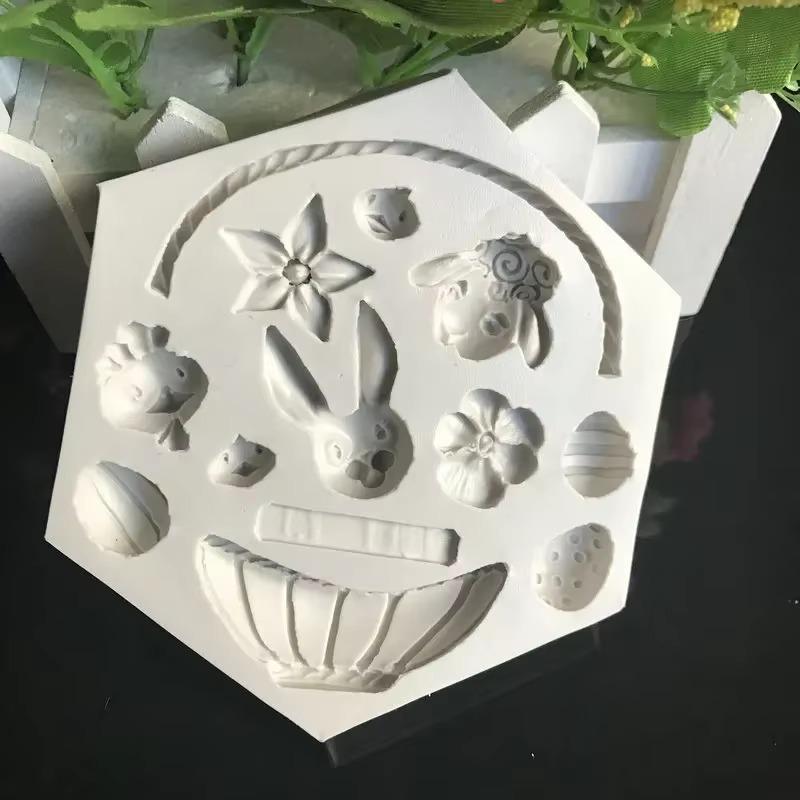 Easter Rabbit Handmade Mold 3D Silicone Egg Flower Fondant Chocolate Mold Cake  Baking Accessories Cake Decoration Accessories