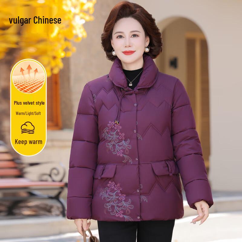 Women's Floral Embroidered Plus Velvet Winter Padded Jacket