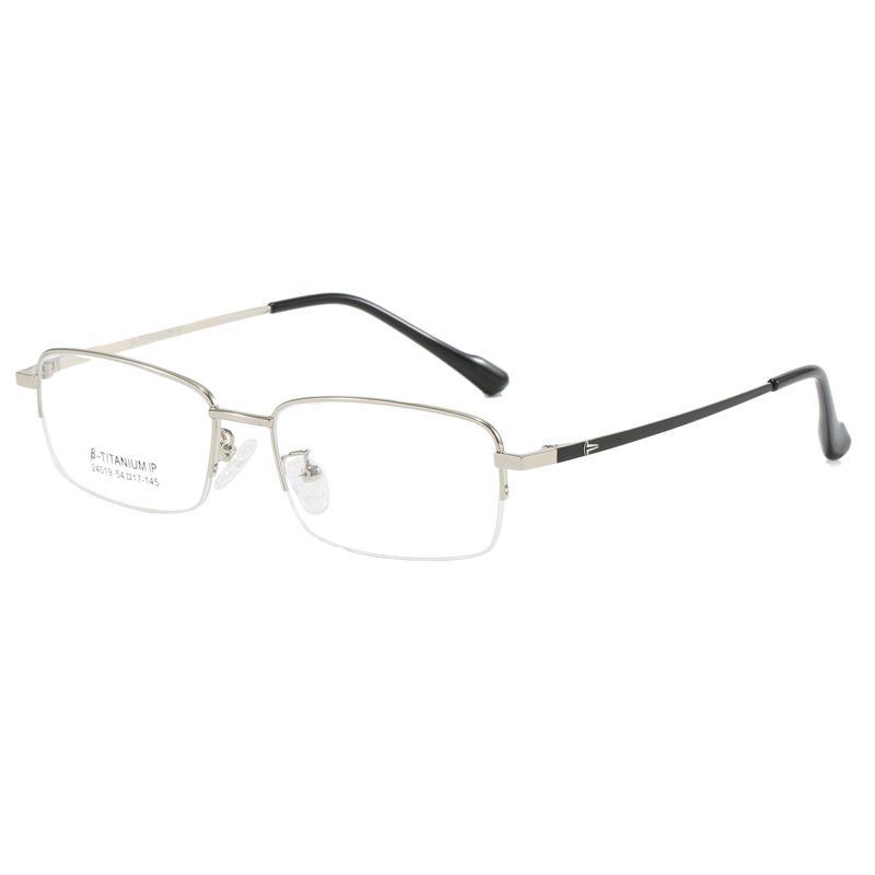 Metal Anti Blue Light Reading Glasses Men Small Square Ultra Thin Half Frame Presbyopic Eyewear for Male