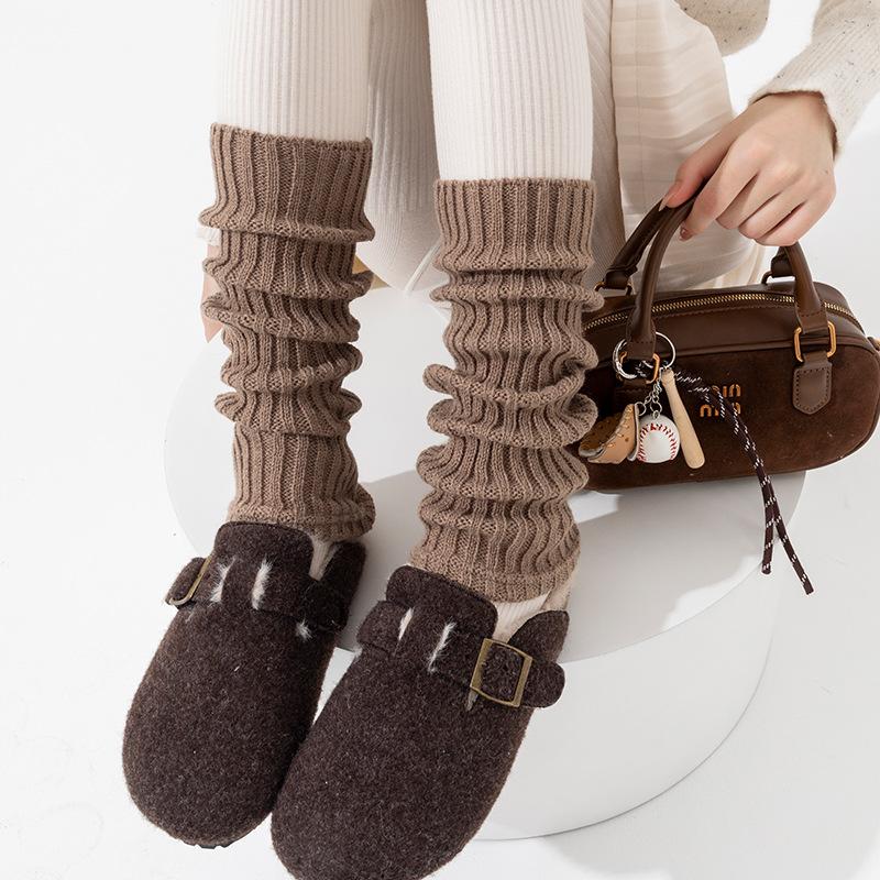 Boots Still Cotton Socks Cover Vertical Strip Small Luo Kou Basic Stacking Socks Knitted Wool Babes Warm Calf Socks