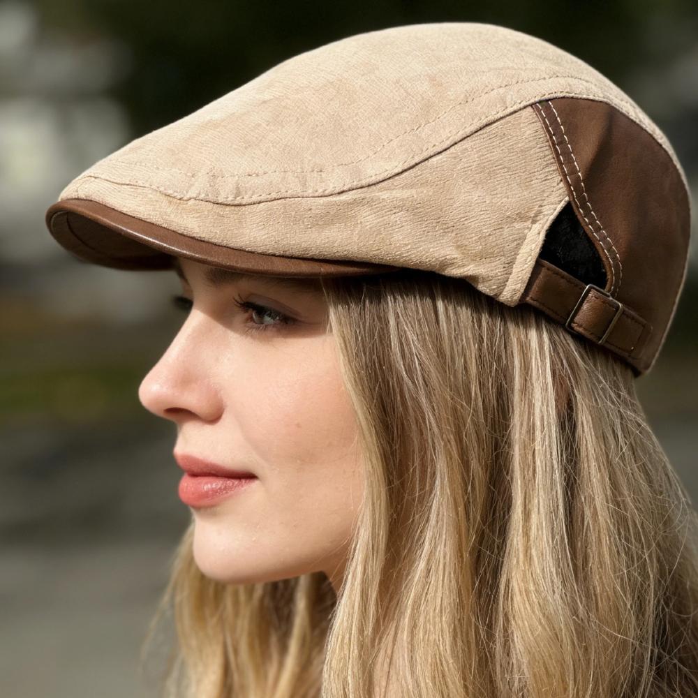 Nuovo Stile Unisex Berretti Piatto Vintage in Pelle Scamosciata Cappello Classico Newsboy Per Uomo Donna Quotidiano Casual & Stile Retro da Esterno Cappelli