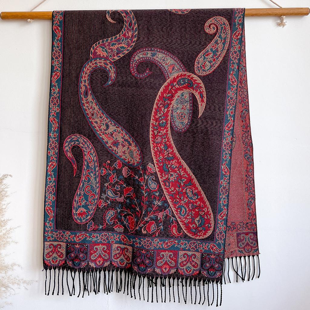 Retro Cashew Jacquard Imitation Cashmere Jacquard Shawl Women'S, Flowers Are Specially Designed For Thick And Warm Outfits