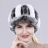 Lady Real Rex Rabbit Fur Hat Winter Knitted Natural Rex Rabbit Fur Caps Russia Women Warm Real Fur Beanies Hats
