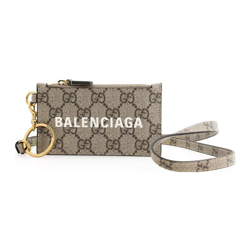 Gucci Kartenhalter x Balenciaga Kooperationsmodell, neuer Lesebrillen-Logo-Riemen, Canvas-Patchwork-Lederhalter, Halter, Umhänge-Crossbody-Tasche, Halsketten-Tasche