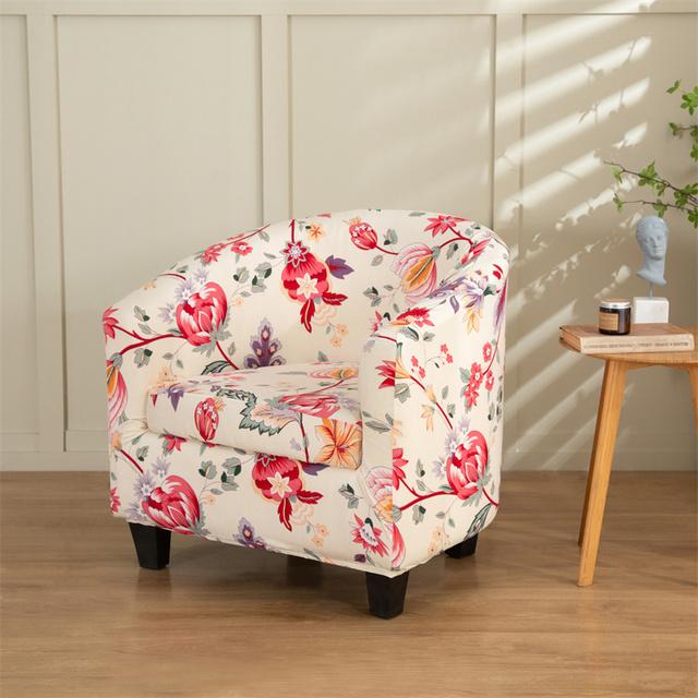 Floral Prints Single Armchair Cover Relax Spandex Single Seater Tub Club Couch Slipcover For Living Room Sofa Protector Covers
