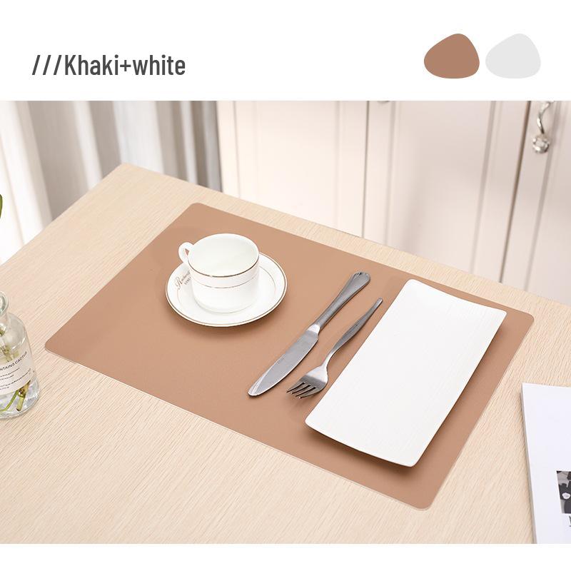 Double-Sided Luxury Nordic Leather Table Mat: Waterproof, Oil-Proof, Heat-Insulating, Non-Slip, Rectangular Design