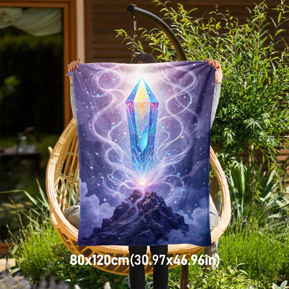 1pc Crystal Mountain Outdoor Flannel Blanket Soft Warm All-Season Throw for Sofa Bed Car Camping Office, Cozy Gift Idea1135S 80x120cm(31x47inch)