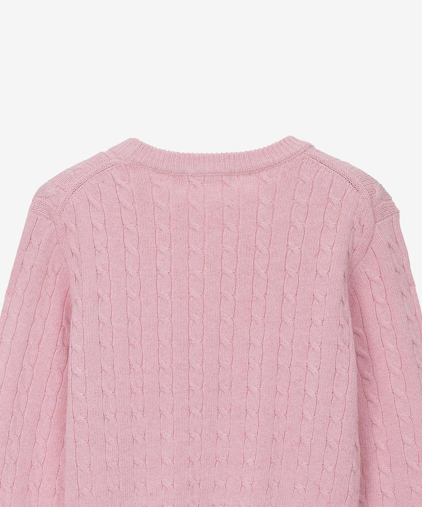 BASIC HOUSE Women'S Cable Round Neck Crop Knit Pink Lykt7201
