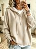 Женский hooded пуловер на пуговицах, европейский и американский стиль, 2026: Однотонный, Мягкий, Пушистый Трикотаж для Осени и Зимы