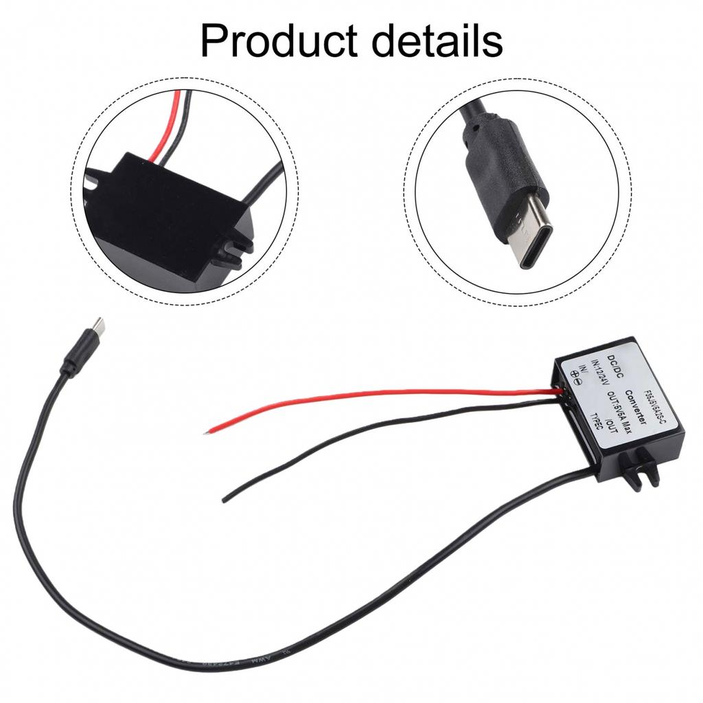 Waterproof DC Converter USB C Adapter for 12V 24V Input to 5V Output Charging