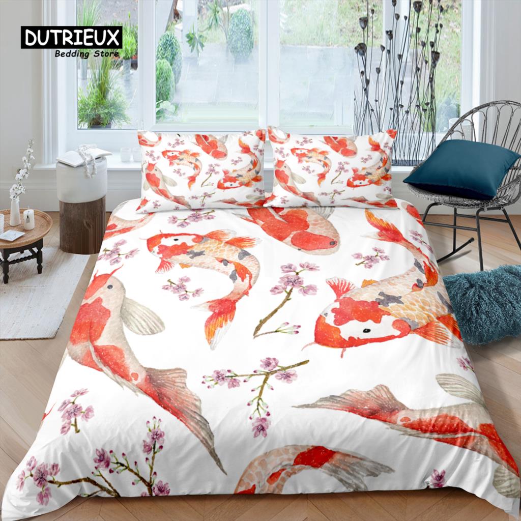 Home Living Luxury 3D Fish Bedding Set Girl Duvet Cover Set Pillowcase Kids Bedding Set Queen and King EU/US/AU/UK Size